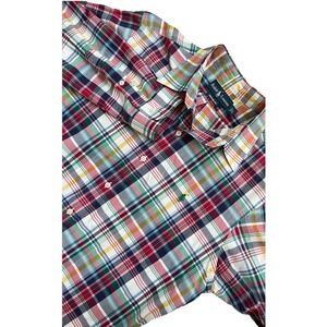 Polo Ralph Lauren Men's L Custom Fit Multicolor Plaid‎ Long Sleeve Shirt Madras